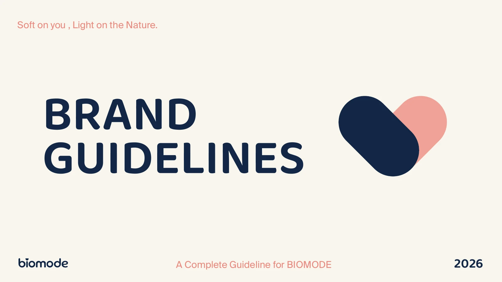 The complete BIOMODE brand guidelines cover