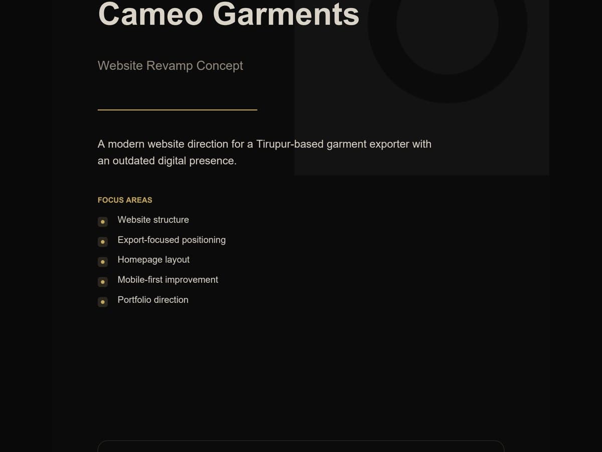 Cameo Garments website concept preview