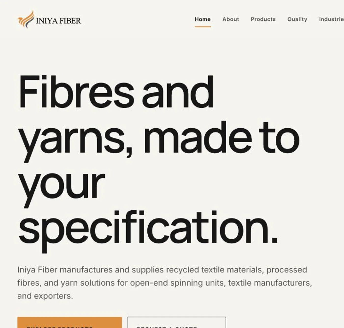 Iniya Fiber website designed and developed by Orvyn