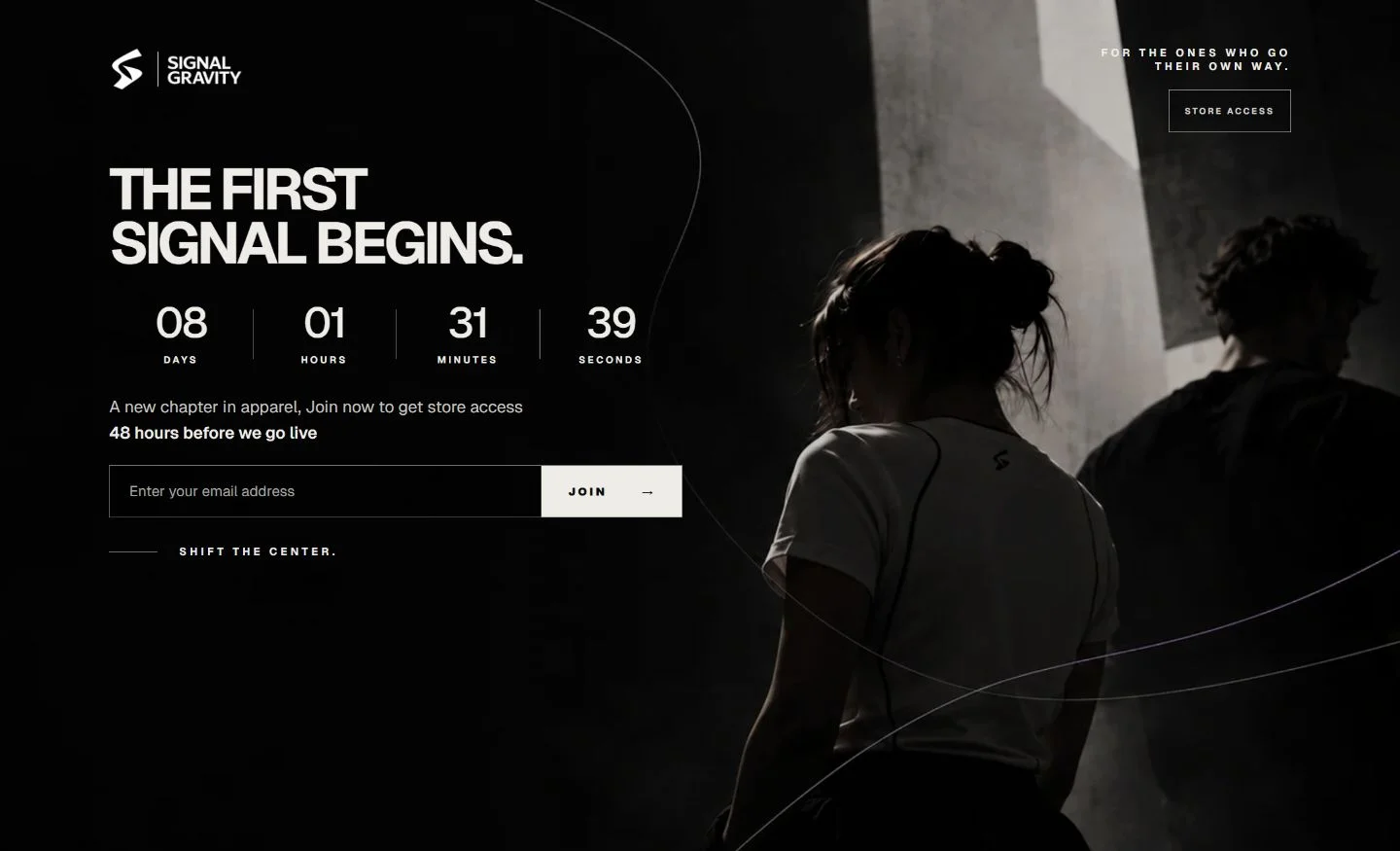 Captured preview of Signal Gravity’s prelaunch website and countdown